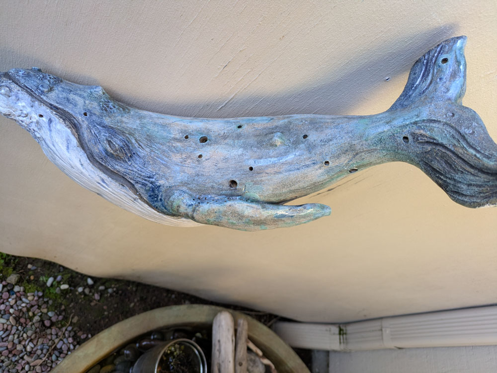 Holy Whale sculpture, angled view