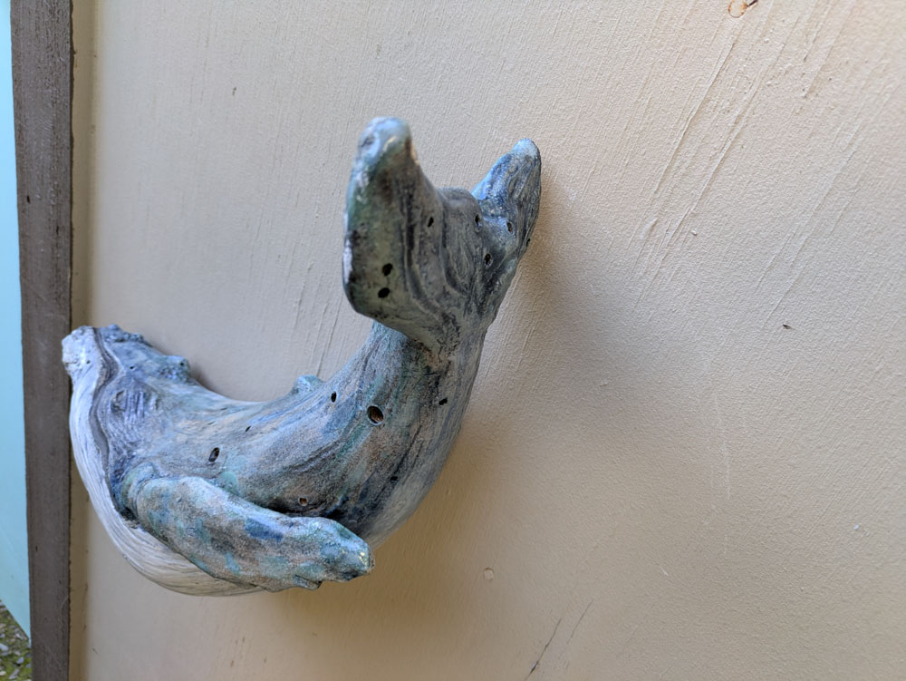 Holy Whale sculpture, angled view