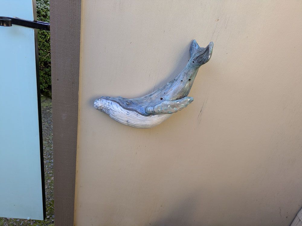 Holy Whale sculpture, angled view