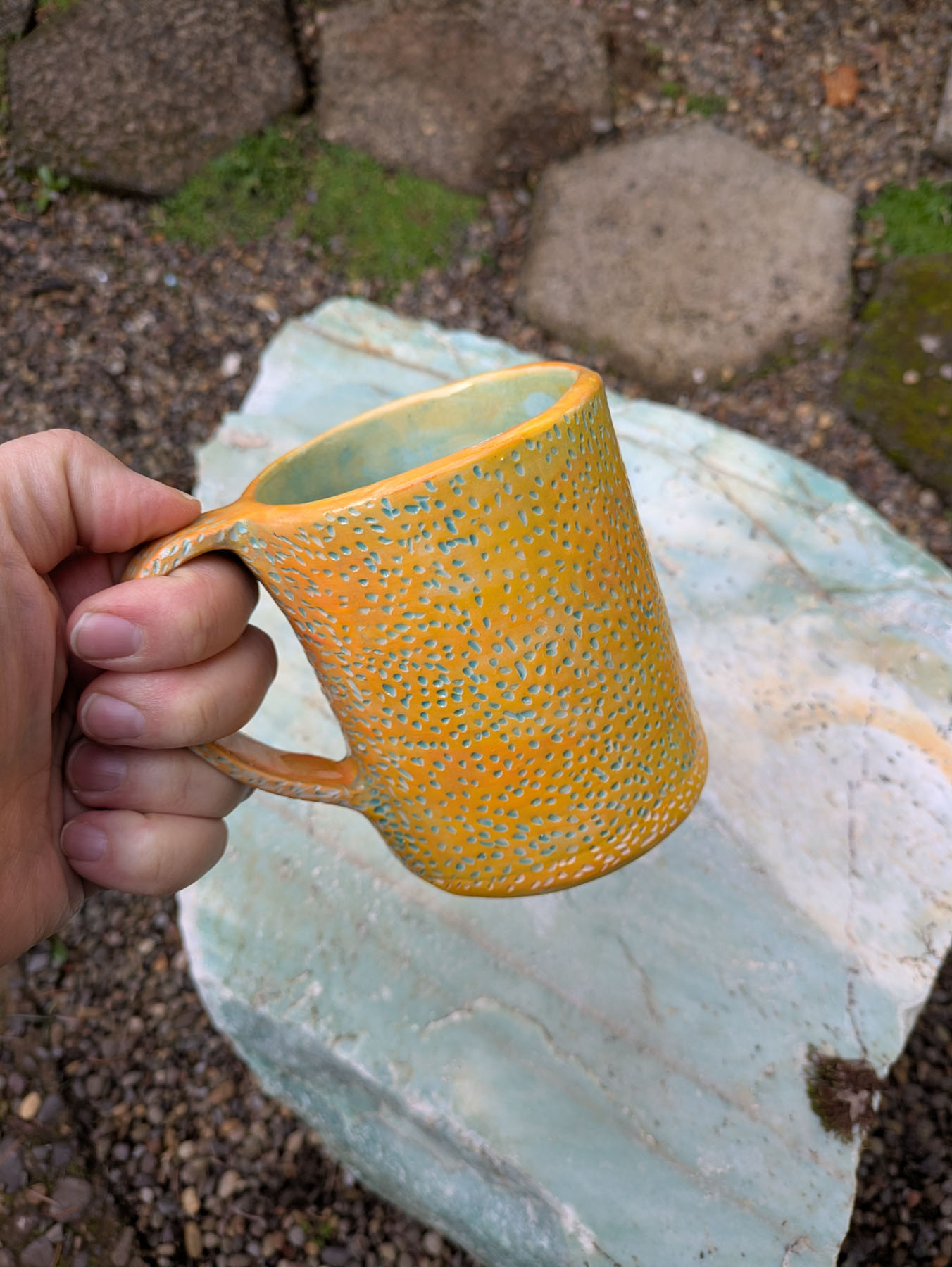 Mark making mug, handle view