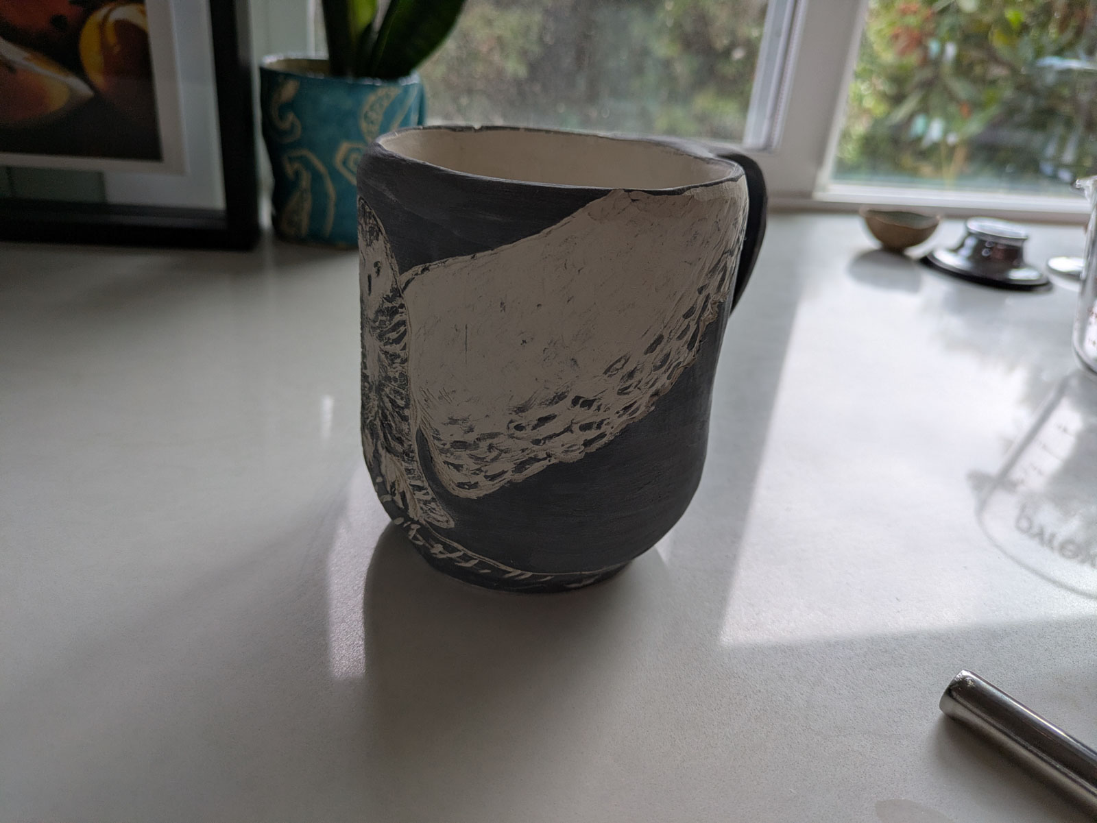 greenware snowy owl mug